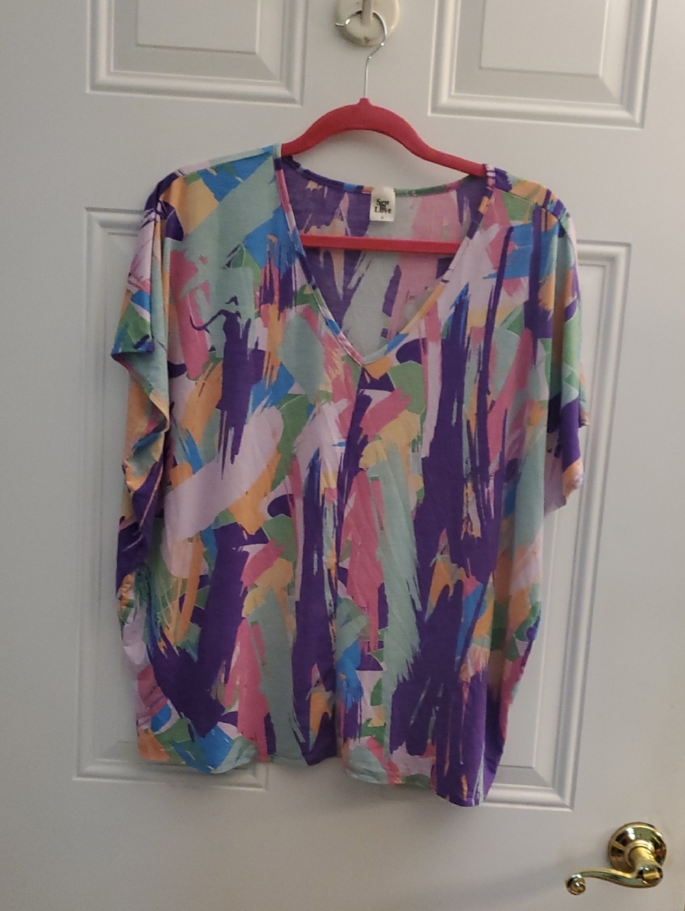 Sew In Love Multicolor Abstract V-Neck Tunic